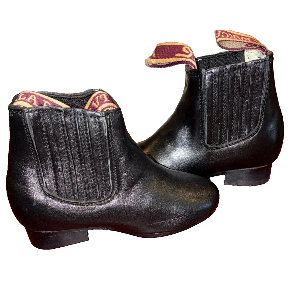 La Barca Paso de Mula Kids Black Leather Botines Charros Size 14 MEX 7C US